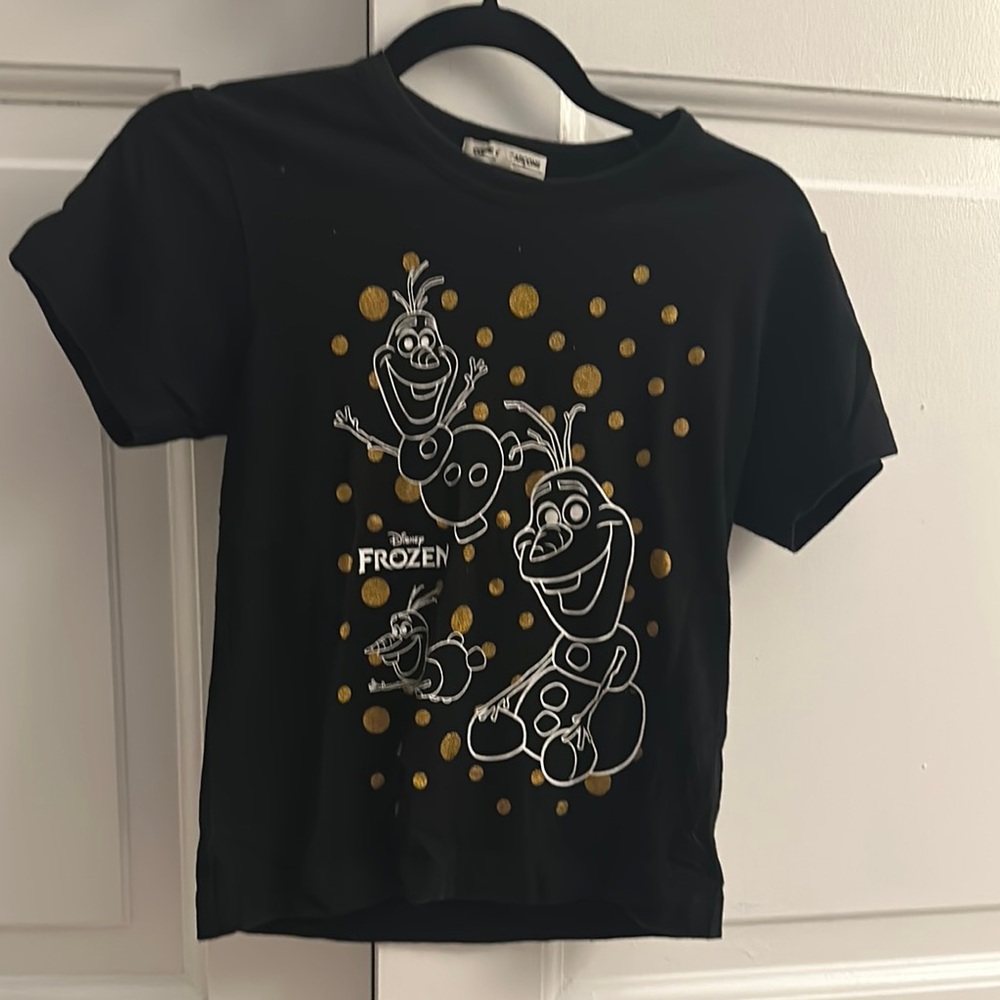 Comme des Garcons Black Disney Frozen Olaf Short Sleeve Tee with Gold Dots